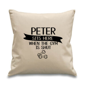 Personalised Adult Unisex Gym Cushion Gift 45x45cm Fitness Sports Black Design Cotton Canvas
