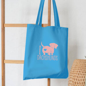 I Love Heart Dachshunds Cotton Tote Bag Sausage Dog Pets Shopping Shoulder Gift FREE UK DELIVERY