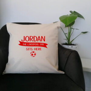 Personalised Your Football Team Fan Cushion 45x45cm Gift Red Design Cotton Canvas