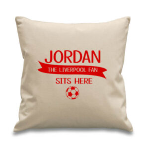 Personalised Your Football Team Fan Cushion 45x45cm Gift Red Design Cotton Canvas