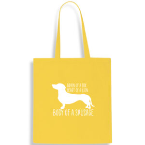 Sausage Dog Cotton Tote Bag Dachshund Yellow Hot Pink Shopping Shoulder Funny Gift FREE UK DELIVERY