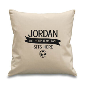 Personalised Your Football Team Fan Cushion 45x45cm Premier Black Design Cotton Canvas