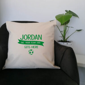 Personalised Your Football Team Fan Cushion 45x45cm Premier Green Design Cotton Canvas