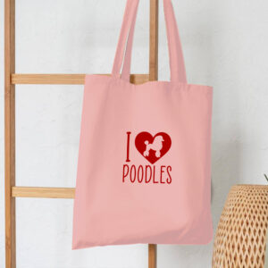 I Love Heart Poodles Cotton Tote Bag Dog Pet Owner Present Shopping Shoulder FREE UK DELIVERY
