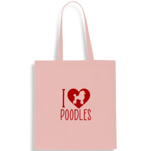 I Love Heart Poodles Cotton Tote Bag Dog Pet Owner Present Shopping Shoulder FREE UK DELIVERY