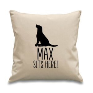 Personalised Labrador Retriever Cushion 45x45cm Your Pet Dog's Name Black Design Cotton Canvas