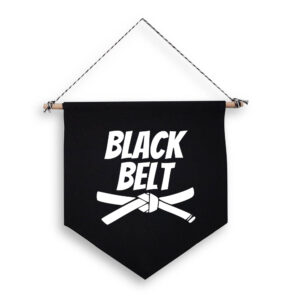 Karate Black Belt Hanging Wall Flag Sign Martial Arts White Design Cotton Canvas Home Décor
