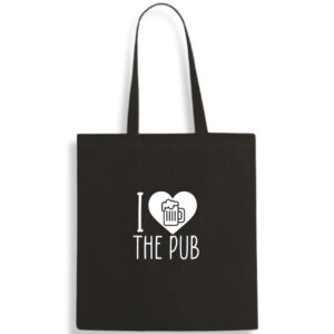 I Love The Pub Cotton Tote Bag Funny Gift Beer Alcohol Shopping Shoulder Black FREE UK DELIVERY