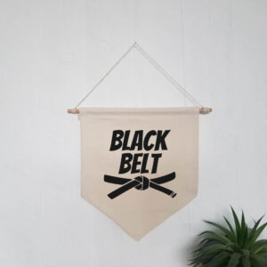 Karate Black Belt Natural Hanging Wall Flag Martial Arts Cotton Canvas Home Décor