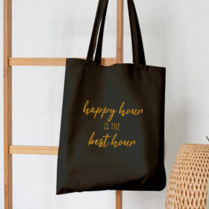 Happy Hour Is The Best Hour Cotton Tote Bag Funny Drinking Alcohol Gift Shopping Shoulder FREE UK DELIVERY