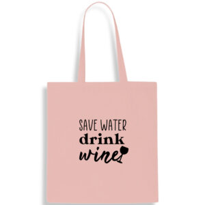 Save Water Drink Wine Cotton Tote Bag Funny Women's Gift Shopper Carrier Pink FREE UK DELIVERY