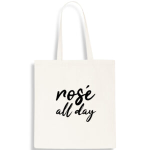 Rosé All Day Logo Cotton Fabric Tote Bag Wine Drinker Fun Gift Shopping Shoulder FREE UK DELIVERY