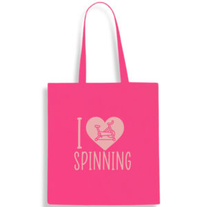 I Love Spinning Cotton Tote Bag Exercise Class Gym Pink Shopping Shoulder Gift FREE UK DELIVERY