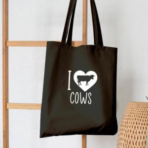 I Love Cows Cotton Tote Bag Cow Farm Yard Animals Funny Shopping Shoulder Gift FREE UK DELIVERY