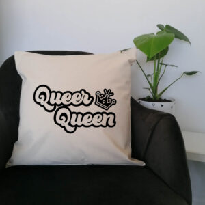 Queer Queen Cushion Black Design Cotton Canvas 45x45cm LGBTQ+