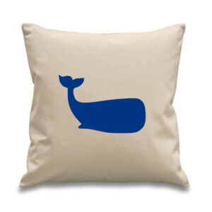 Blue Whale Logo Cushion Sea Ocean Creatures Animals Cotton Canvas 45x45cm