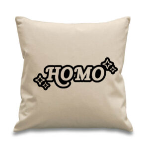 'Homo' Cushion Black LGBTQ+ Design Cotton Canvas 45x45cm