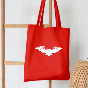 Spooky Flying Bat Cotton Tote Bag Black Red Eco-Shopper Bats FREE UK POSTAGE
