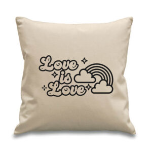 'Love Is Love' Cushion Black LBTQ+ Rainbow Design Cotton Canvas 45x45cm