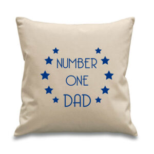 Number One Dad No1 Cushion Blue Design Father's Day Gift Cotton Canvas Pillow 45x 45cm