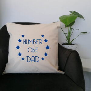 Number One Dad No1 Cushion Blue Design Father's Day Gift Cotton Canvas Pillow 45x 45cm
