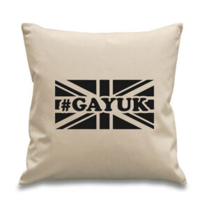 #GayUK Cushion Black LGBTQ Design Cotton Canvas Pillow Case 45x45cm