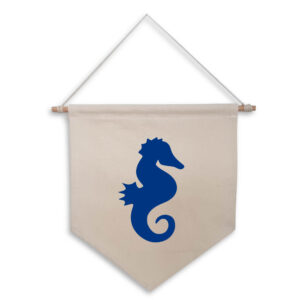 Seahorse Natural Hanging Wall Flag Blue Design Sea Ocean Creatures Cotton Canvas Home Décor
