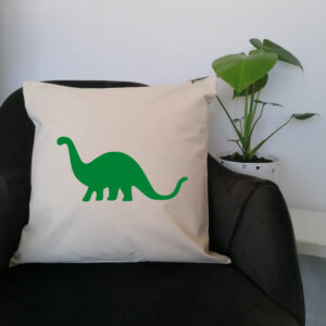 Brontosaurus Dinosaur Cushion Green Design Children Nursery Bedroom Square Cotton Canvas 45x45cm