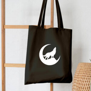 Howling Wolf and Moon Cotton Tote Bag Unusual Gift Shopping Carrier FREE UK DELIVERY