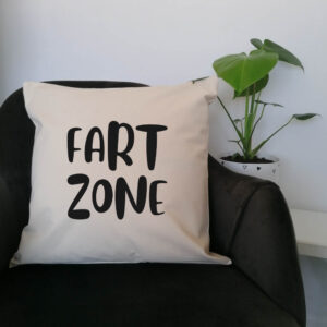 Fart Zone Funny Logo Cushion Lounge Den Man Cave Design Cotton Canvas 45x45cm