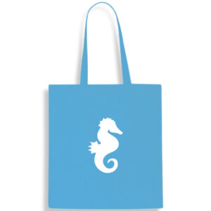 Pretty Seahorse Cotton Tote Bag Seahorses Sky Blue Black Gift Grocery Shoulder FREE UK DELIVERY