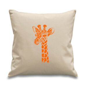 Giraffe Cushion Orange Design Kid's Room Nursery Wild Animals Cotton Canvas 45 x 45cm