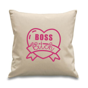 Boss Bitch Cushion Pink Design Cotton Canvas 45x45cm Gift