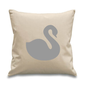 Graceful Swan Logo Cushion Grey Design Lounge Décor Cotton Canvas 45x45cm