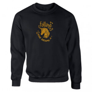 'Follow Your Dreams Unicorn' Black or White Women's Sweatshirt Gold Glitter S-2XL Adult Sweater Jumper