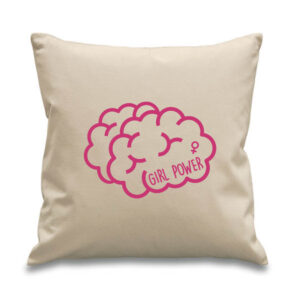 Girl Power Female Brain Cushion Pink Design Cotton Canvas 45x45cm LGBTQ
