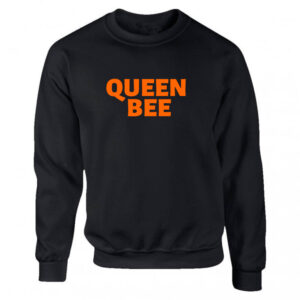 'Queen Bee' Black or White Women's Sweatshirt S-2XL Orange Logo Ladies Gift Adult Sweater Jumper