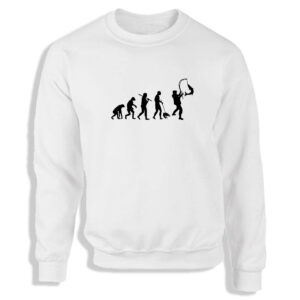 'Evolution of Fishing' Black or White Men's Sweatshirt Fun Fisherman Gift S-2XL Adult Sweater Jumper