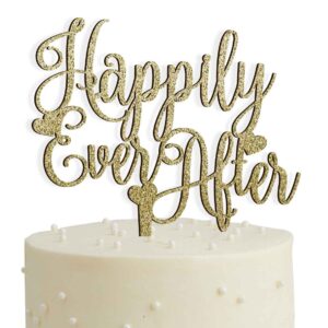 Happily Ever After Wedding Acrylic Cake Topper Celebration Party Golden Glitter 20 Colours FREE DELIVERY
