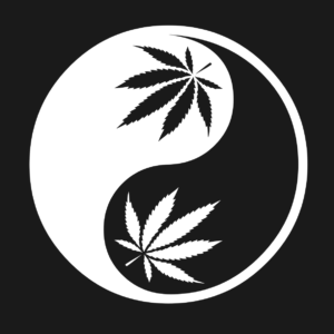 Yin Yang Cannabis Leaf Womens Black Hoodie Hoody Dope Spliff Weed Sweater Girls