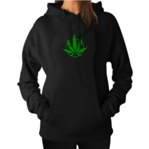 Cannabis Leaf Circle Womens Black Hoodie Hoody Dope Spliff Weed Sweater Teen