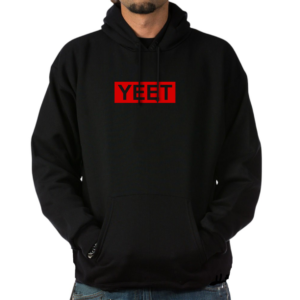 YEET Mens Black Hoodie Hoody Meme Funny Logo Slogan Jumper Sweater Social Media