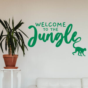 Small Green 'Welcome To The Jungle' Wall Sticker Vinyl Decal Adhesive Art 22 x 13cm Kids Bedroom Home Décor