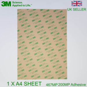 1 Single A4 Sheet 3M™ 467MP Acrylic Double Sided Adhesive Transfer Tape Plastic 467 200MP Paper