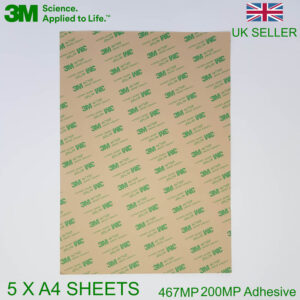 3M™ 467MP Acrylic Double Sided Adhesive Transfer Tape 5 Pack A4 Sheet size 3M 200MP