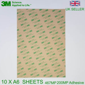 10 Pack of A6 Sheets 3M™ 467 MP Acrylic Double Sided Adhesive Transfer Tape Sticky Paper 200MP