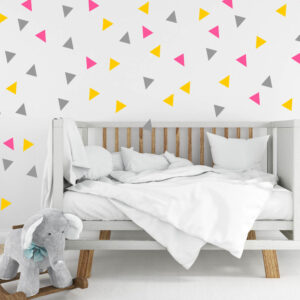 Three Colour Triangle X 117 Wall Stickers Pink Yellow Wall Stickers