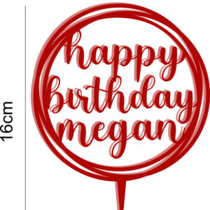 Happy Birthday Personalised Name Circle Acrylic Cake Topper Party Celebration 20 Colours