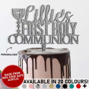 First Holy Communion Personalised Name Acrylic Cake Topper Custom Celebration 20 Colours