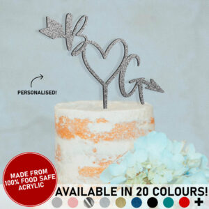 Wedding Personalised Couple's Initials Engagement Acrylic Cake Topper Marriage Celebration 20 Colours